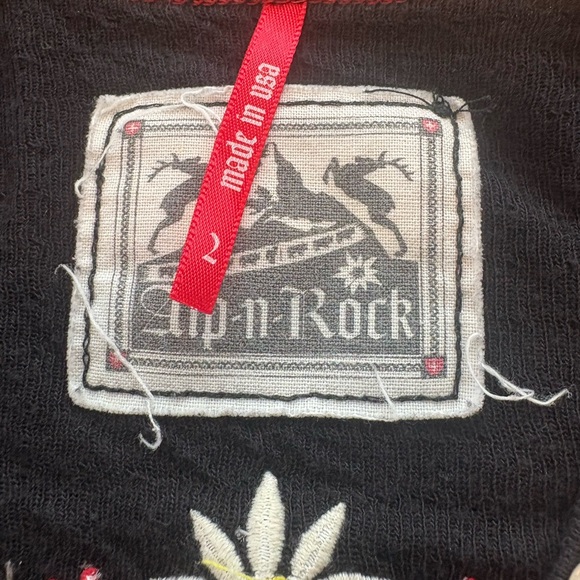 ALP-n-ROCK SUISSE Black Cotton Blend Henley Floral Embroidered T-Shirt Top 2 S - Picture 8 of 8